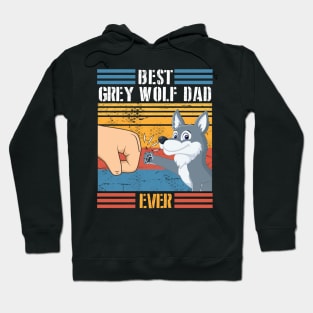 Grey Wolf Dog And Daddy Hand To Hand Best Grey Wolf Dad Ever Dog Father Parent July 4th Day Hoodie